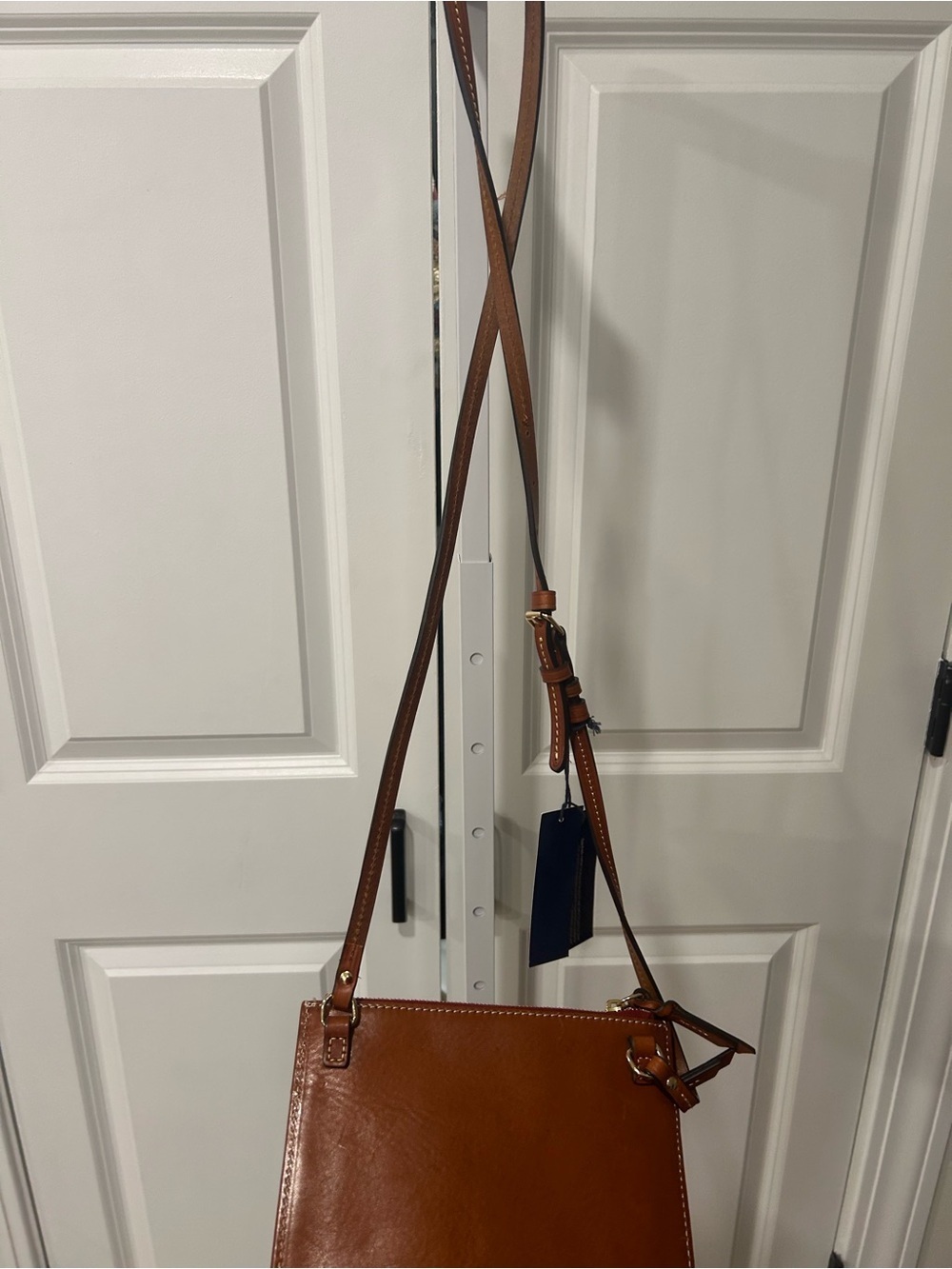 Dooney & Bourke Cognac Brown Leather Crossbody Bag - Picture 5 of 7